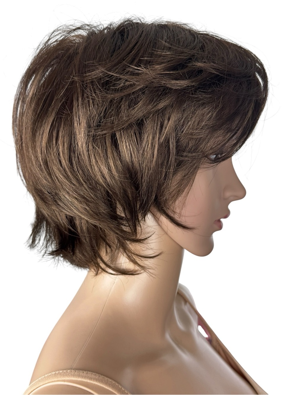 Paula Young Wig A2480 Short Brown Shag Layered Cut with Bangs New Without Tags